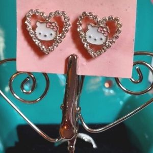Hello Kitty Crystal Heart Earrings